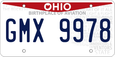 OH license plate GMX9978