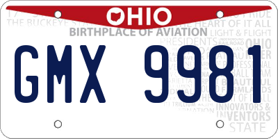 OH license plate GMX9981