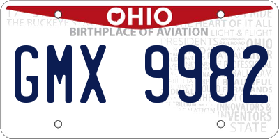 OH license plate GMX9982