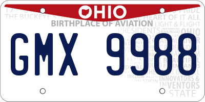 OH license plate GMX9988