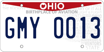OH license plate GMY0013