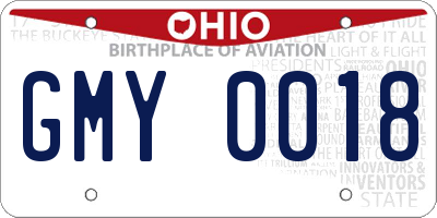 OH license plate GMY0018
