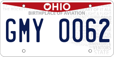 OH license plate GMY0062