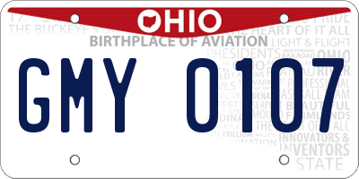 OH license plate GMY0107