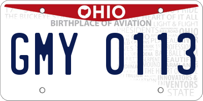 OH license plate GMY0113