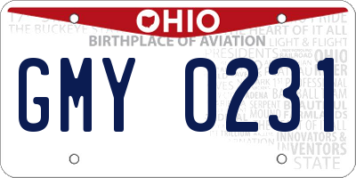 OH license plate GMY0231