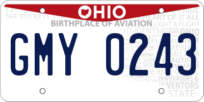 OH license plate GMY0243