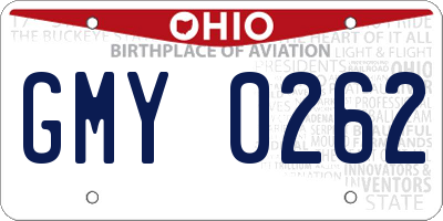 OH license plate GMY0262