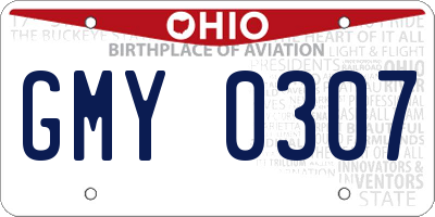 OH license plate GMY0307