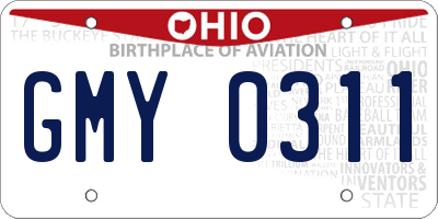 OH license plate GMY0311