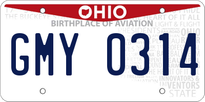 OH license plate GMY0314
