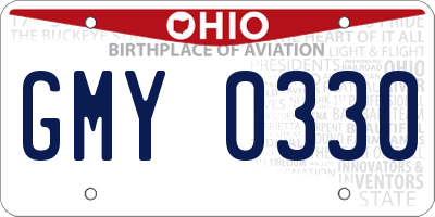 OH license plate GMY0330