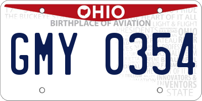OH license plate GMY0354