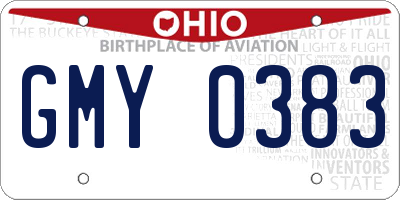 OH license plate GMY0383