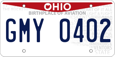 OH license plate GMY0402