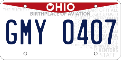OH license plate GMY0407
