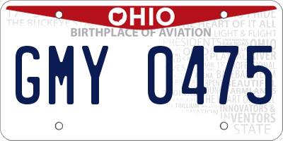 OH license plate GMY0475