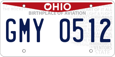 OH license plate GMY0512