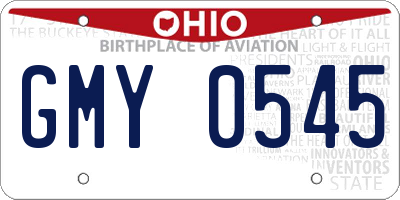 OH license plate GMY0545