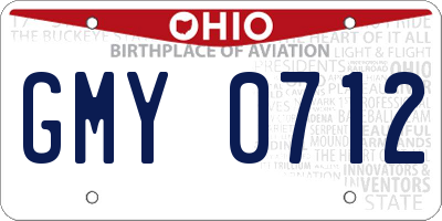 OH license plate GMY0712