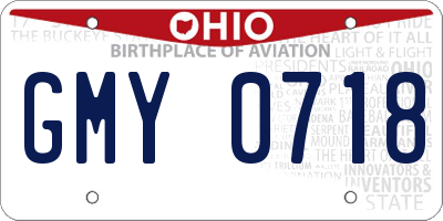 OH license plate GMY0718