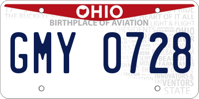 OH license plate GMY0728