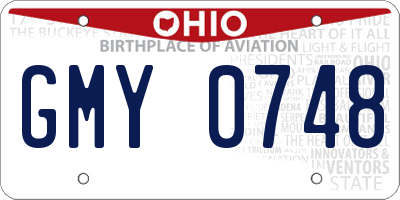 OH license plate GMY0748