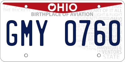 OH license plate GMY0760