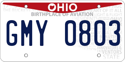 OH license plate GMY0803