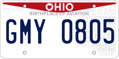 OH license plate GMY0805