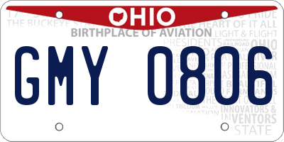 OH license plate GMY0806