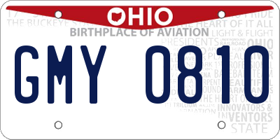 OH license plate GMY0810