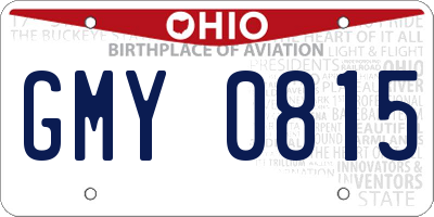 OH license plate GMY0815