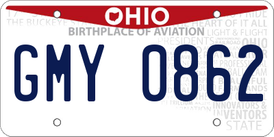 OH license plate GMY0862