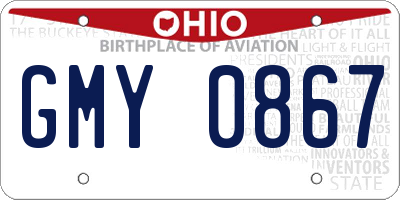 OH license plate GMY0867