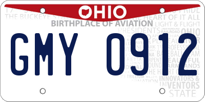 OH license plate GMY0912