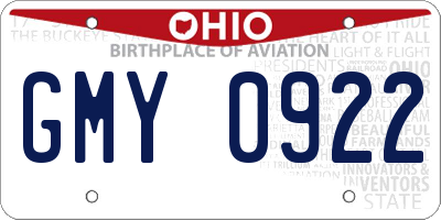OH license plate GMY0922