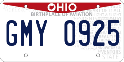 OH license plate GMY0925