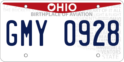 OH license plate GMY0928