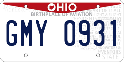 OH license plate GMY0931