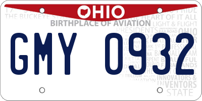 OH license plate GMY0932