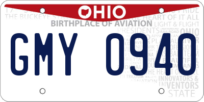 OH license plate GMY0940