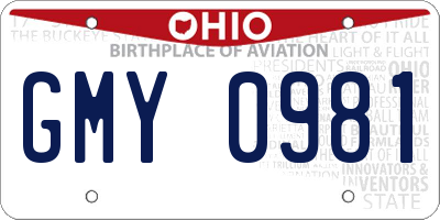 OH license plate GMY0981