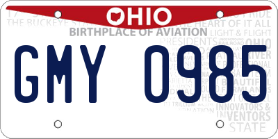 OH license plate GMY0985
