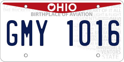 OH license plate GMY1016