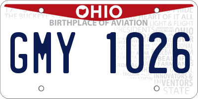 OH license plate GMY1026
