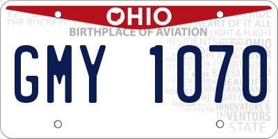 OH license plate GMY1070