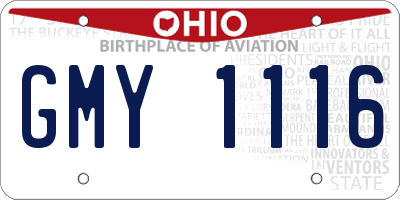 OH license plate GMY1116