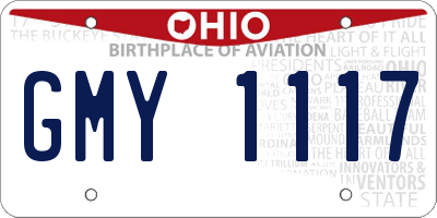 OH license plate GMY1117