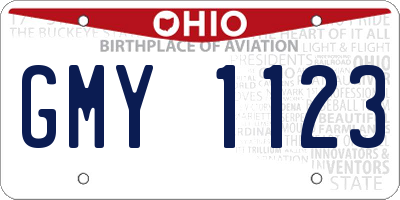 OH license plate GMY1123